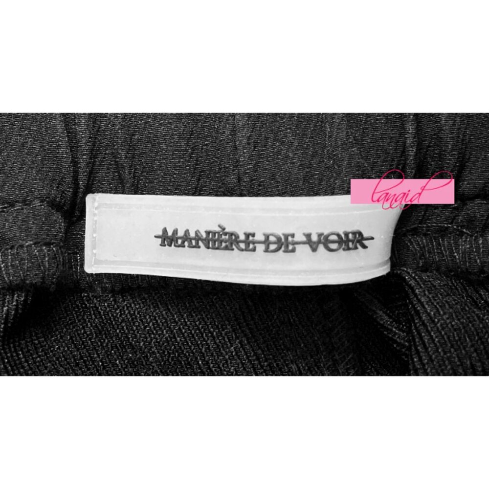 Maniere De Voir Cargo Pants Marble Matte Chain Black High-Rise Waist Edgy Gothic - Picture 8 of 10